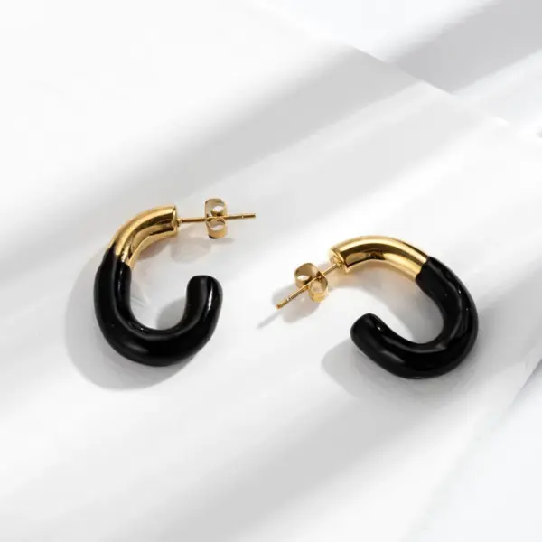 Wholesale PVD Coated U Shape Irregular 304 Stainless Steel IG Style Simple Style Classic Style Waterproof Non Tarnish Earrings