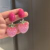 Wholesale Small fresh and sweet strawberry double ball ear clip