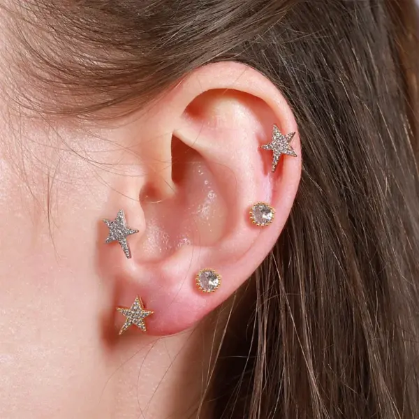 Wholesale Ear Cartilage Rings & Studs Sweet Star Brass Gem