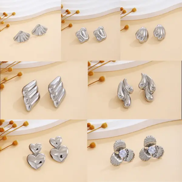 Wholesale 1 Pair Simple Style Water Droplets Waves Heart Shape Irregular Plating 304 Stainless Steel Ear Studs