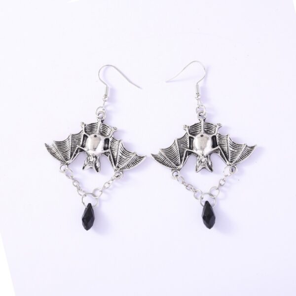 Wholesale Halloween dark punk gothic style exaggerated red teardrop bat earrings