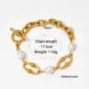 Wholesale PVD Coated Real Gold Plated 16K White Plating Solid Color 304 Stainless Steel Freshwater Pearl IG Style Simple Classic Waterproof Non Tarnish Bracelets Necklace