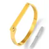 Wholesale PVD Coated Real Gold Plated Solid Color Stainless Steel Simple Style Commute Waterproof Non Tarnish Bangle