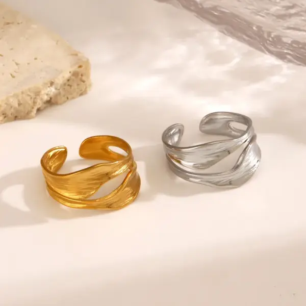 304 Stainless Steel Geometric Ion Plating (IP) 18K Gold Plated Hip-Hop Simple Style Classic Style Waterproof Non Tarnish Gold Silver Open Rings