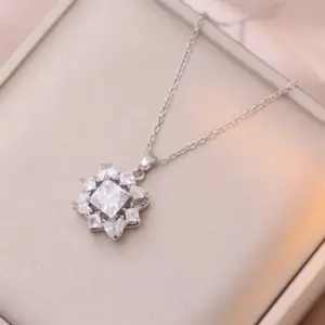 X1191 Steel Color Rotating Zircon Necklace