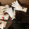 Wholesale Japanese Cute Five-Finger Cherry Plush Gloves Women's Autumn and Winter Travel Cycling Warm Cold-proof Touchscreen All-match Gloves