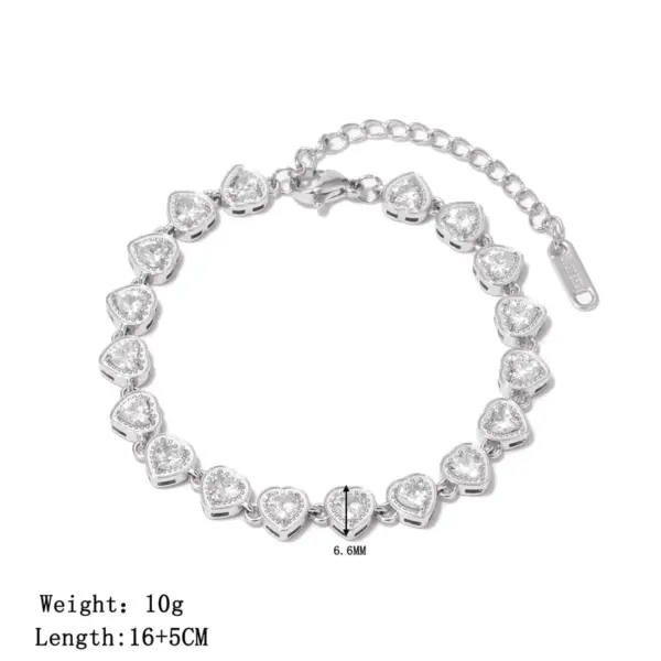 Wholesale Trendy Titanium Steel Stainless Steel Bracelet With Zircon Heart Shaped Pendant Electroplated Jewelry For Men And Women