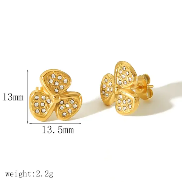 Wholesale PVD Coated Real Gold Plated 18K Gold Heart Shape Bow Knot 304 Stainless Steel IG Style Sweet Waterproof Non Tarnish Ear Studs