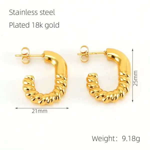 Wholesale 1 Pair Simple Style Geometric 304 Stainless Steel 18K Gold Plated Hoop Earrings Ear Studs