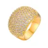 Wholesale Copper 18K Gold Plated IG Style Shiny Inlay Solid Color Zircon Rings