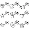 Wholesale New Multi-Style Mini Titanium Steel Earrings Women's Fresh Color Non-Fading Versatile Ear Jewelry Heart Crown Butterfly Knot