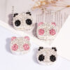 Wholesale Three-dimensional double-sided full-diamond panda four-hole loose beads beaded DIY mobile phone key chain necklace bag chain accessories