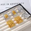 Wholesale PVD Coated Real Gold Plated 18K Gold Rectangle 304 Stainless Steel Elegant Retro Roman Style Waterproof Non Tarnish Ear Studs