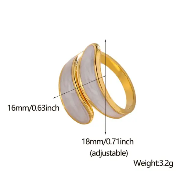PVD Coated Real Gold Plated Color Block Stainless Steel Fashion Waterproof Non Tarnish Open Ring