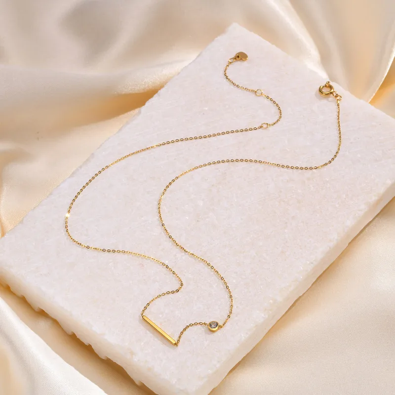 Wholesale Simple Style Cross Titanium Steel Gold Plated Zircon Gold Plated Necklace