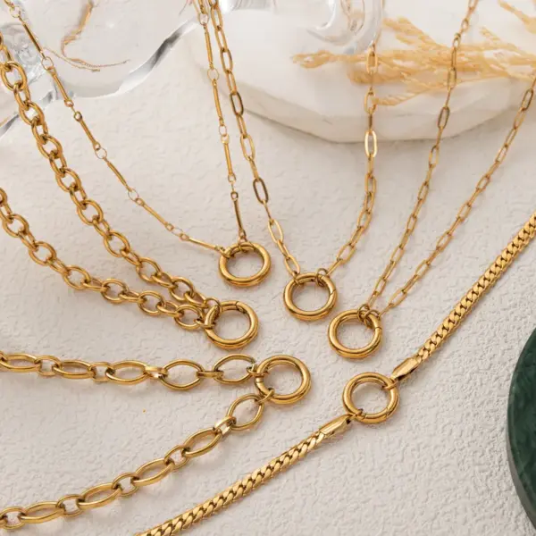 Wholesale 304 Stainless Steel DIY Basic Snake Bone Chain Necklace For Women Vacuum Plated 18K Gold Accessories Lobster Clasp Casual Travel
