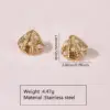 304 Stainless Steel Plastic Bow Knot Shell Electroplating Imitation Gold Simple Style Classic Style Commute Multicolor-Golden Yellow Ear Studs