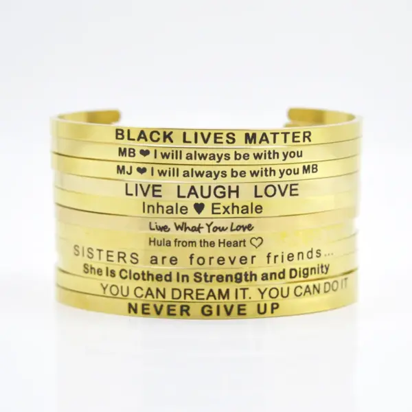 Simple Style Letter Stainless Steel Bangle In Bulk