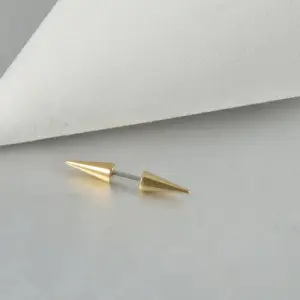 Gold Pointed Cone Stud Earrings-6mm