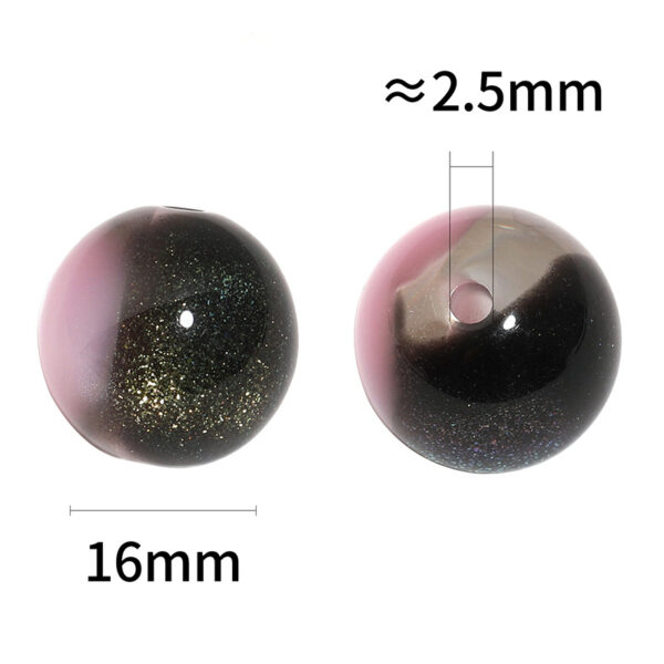 Wholesale New 16mm gradient fine glitter round acrylic colored straight hole bead DIY jewelry accessories loose beads