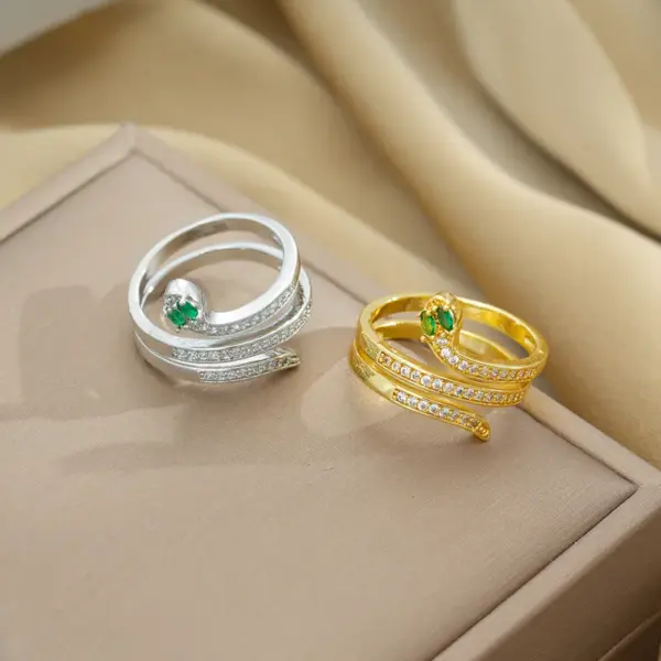 Wholesale Copper 18K Gold Plated Simple Style Shiny Plating Snake Rings