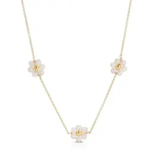 Wholesale Fashion Flower Copper Necklace Pearl Copper Necklaces