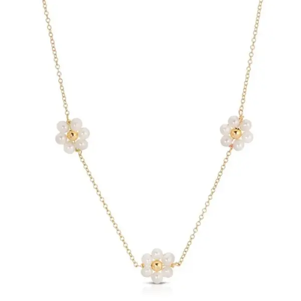 Wholesale Fashion Flower Copper Necklace Pearl Copper Necklaces