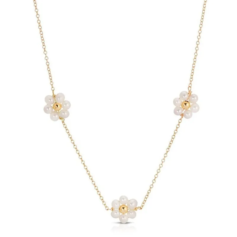 Wholesale Fashion Flower Copper Necklace Pearl Copper Necklaces