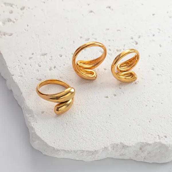 Wholesale Jewelry Simple Style Geometric 304 Stainless Steel 14K Gold Plated Plating Stainless Steel Rings