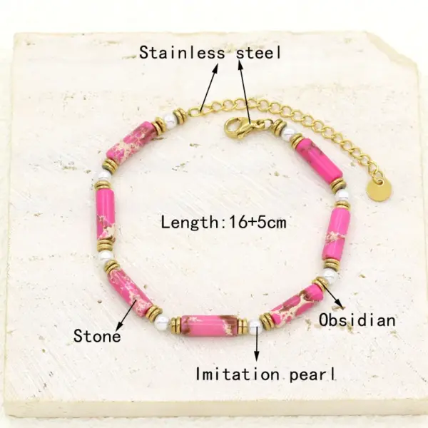 Wholesale Sweet Flower 304 Stainless Steel Artificial Pearl Bracelets In Bulk