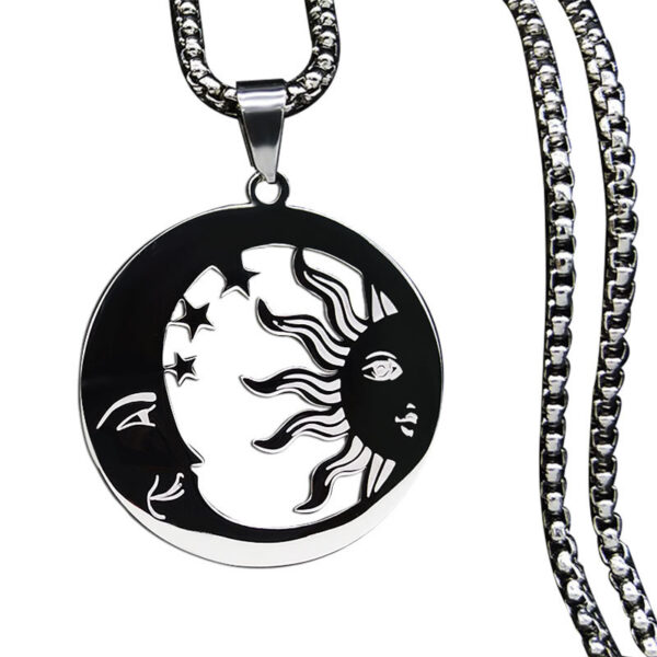 oly-cc0edcc7ccd9c1923573fd7fa7215e88 Wholesale MOON SUN five-pointed star necklace stainless steel stone invisible moon crescent worship necklace jewelry