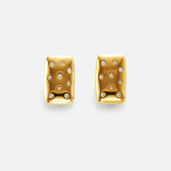 Wholesale 1 Pair Basic Vintage Style Commute Square Inlay 304 Stainless Steel Zircon 18K Gold Plated Ear Studs