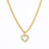 Wholesale Copper 18K Gold Plated Glam Retro Plating Inlay Sun Palm Heart Shape Zircon Pendant Necklace