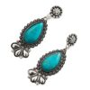 Wholesale Amazon Hot Selling European and American Bohemian Holiday Style Inlaid Turquoise Water Drop Earrings Fashion Creative Exaggerated Earrings