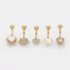 1 Piece Belly Rings Simple Style Classic Style Heart Shape Cat 316L Stainless Steel Waterproof Non Tarnish Surgical Steel Zircon Rack Plated 14K Gold Plated Belly Rings
