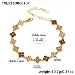 TXE533-Champagne Zircon Bracelet 16.5+5cm