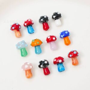 Wholesale [Mushroom] Lightworker Glaze Contrast Cute Beaded Beaded DIY Earrings Bracelet Necklace Handmade Jewelry Material