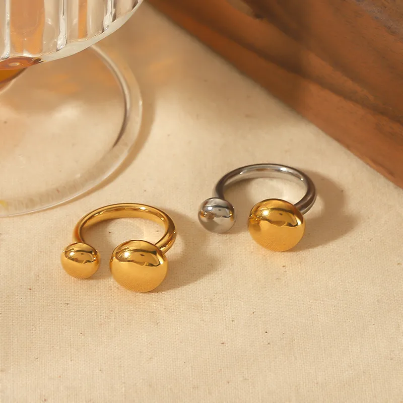Wholesale PVD Coated Real Gold Plated 18K Gold Circle 304 Stainless Steel Simple Style Waterproof Non Tarnish Open Rings