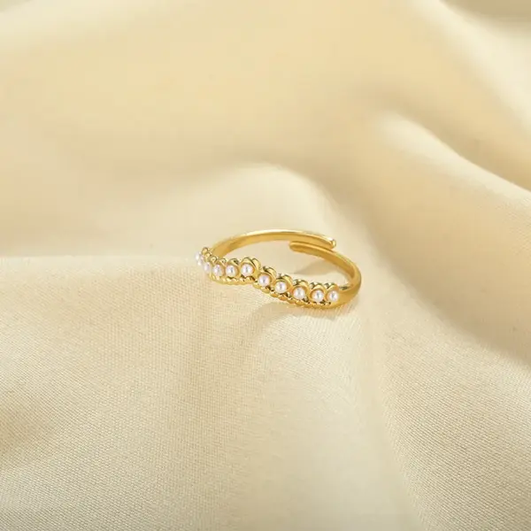 Wholesale PVD Coated Geometric 304 Stainless Steel Simple Style Waterproof Non Tarnish Open Ring