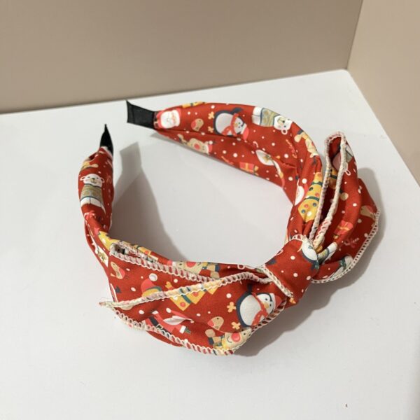 Wholesale Fabric knotted Santa Claus headband, floral, red striped, plaid, solid color, bow, wide border, 1 piece
