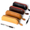 Wholesale Cowhide solid color zipper stationery bag large capacity pencil case