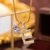 Wholesale Fashion Luxury Full Zircon Letter Pendant Necklace Personalized Multifunctional High-end Texture Jewelry Accessory Suitable For Men And Women