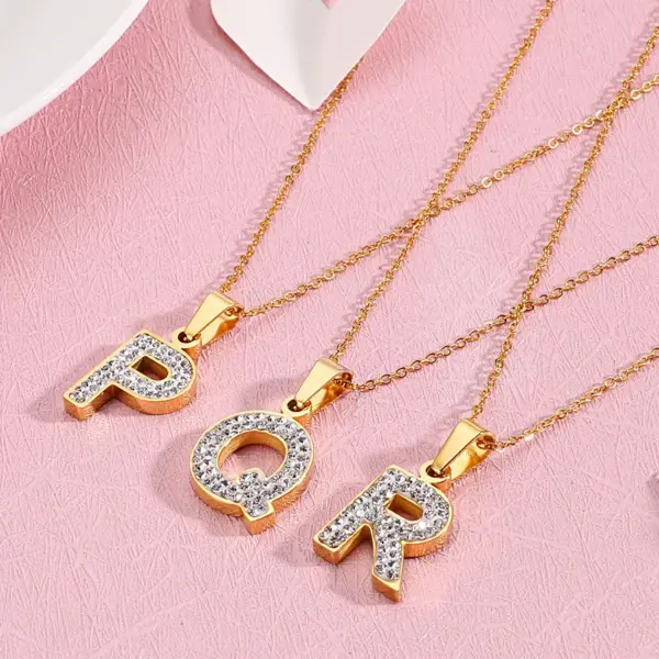 Wholesale PVD Coated 18K Gold Plated Letter Titanium Steel Fashion Waterproof Non Tarnish Titanium Steel Necklace