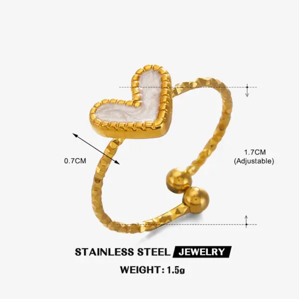 Wholesale Ion Plating (IP) 18K Gold Plated Heart Shape 304 Stainless Steel Sweet Simple Style Waterproof Non Tarnish Rings
