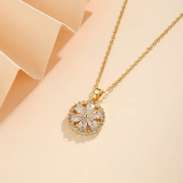 Wholesale Water Plating Vacuum Plating Real Gold Plated 18K Gold Cross Square Flower 304 Stainless Steel Titanium Steel Korean Style Waterproof Non Tarnish 201 Stainless Steel Pendant Necklace