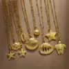 PVD Coated Real Gold Plated Tortoise Starfish Shell 304 Stainless Steel Marine Style Simple Style Commute Waterproof Non Tarnish 304 Stainless Steel Lobster Trigger Clasp Closure Pendant Necklace