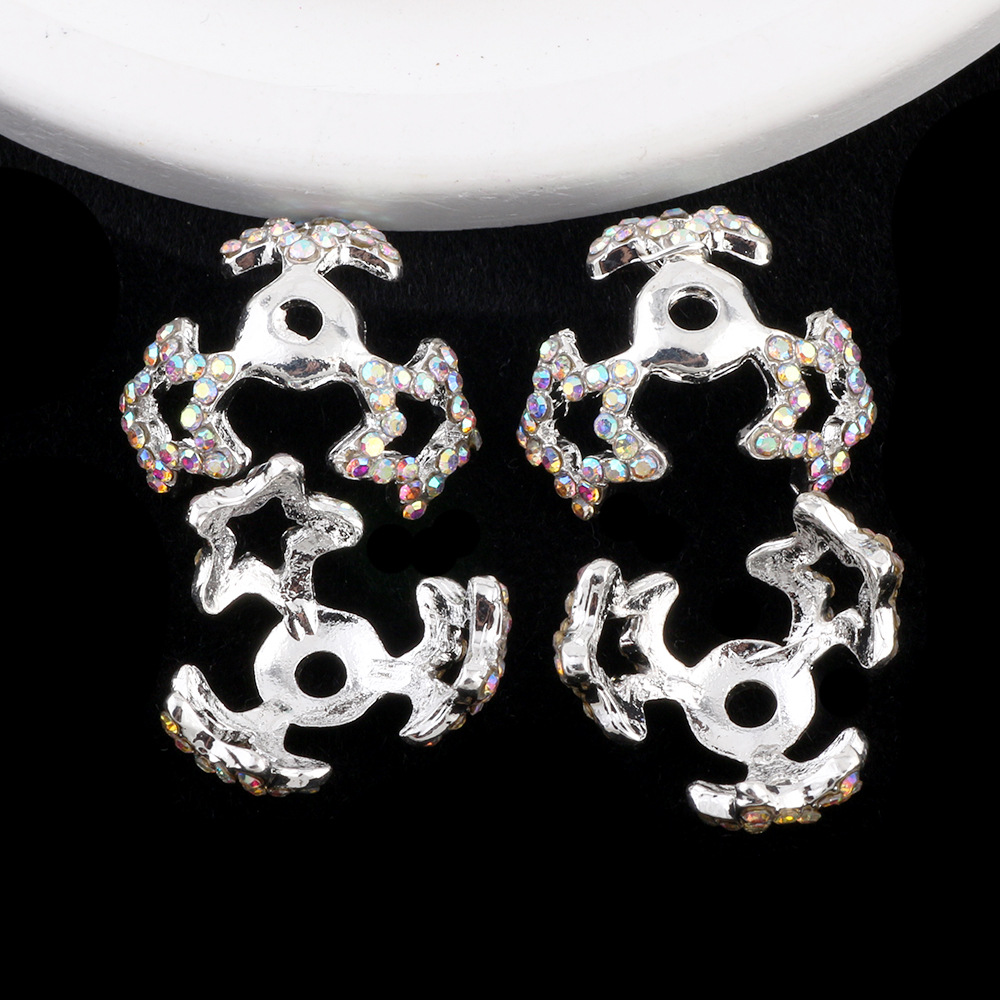 Wholesale Heavy rhinestone five-inted star perforated torus DIY alloy aessories