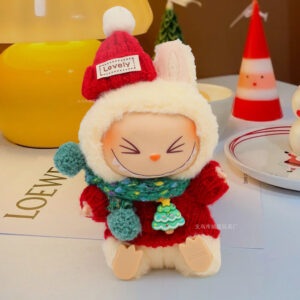 Rx278 christmas set [fur ball red hat + red sweater + green rainbow scarf three-piece set (doll not included)