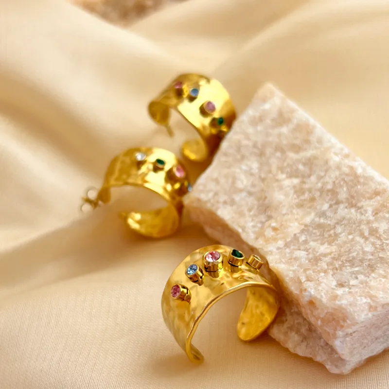Wholesale PVD Coated Real Gold Plated 18K Gold Geometric 304 Stainless Steel Elegant Retro Beach Waterproof Non Tarnish Jewelry Set