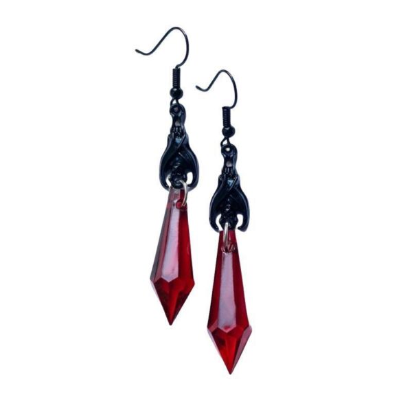 Wholesale Cross-border foreign trade Amazon Gothic jewelry black bat with red teardrop earrings factory direct sales